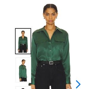 NWT🌸Equipment 100% Silk Green Button Down Shirt color Bistro Green